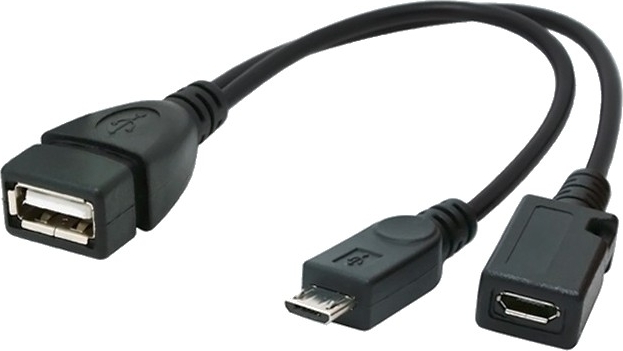 CABLU adaptor OTG GEMBIRD, pt. smartphone, Micro-USB 2.0 (T) la USB 2.0 (M), 15cm, asigura conectarea telef. la o tastatura, mouse, HUB, stick, etc., port Micro-USB 2.0 (M) pt. extra power, negru, "A-OTG-AFBM-04" (include TV 0.06 lei) thumb