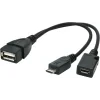 CABLU adaptor OTG GEMBIRD, pt. smartphone, Micro-USB 2.0 (T) la USB 2.0 (M), 15cm, asigura conectarea telef. la o tastatura, mouse, HUB, stick, etc., port Micro-USB 2.0 (M) pt. extra power, negru, &quot;A-OTG-AFBM-04&quot; (include TV 0.06 lei)