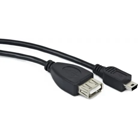CABLU adaptor OTG GEMBIRD, pt. smartphone, Mini-USB 2.0 (T) la USB 2.0 (M), 15cm, asigura conectarea telef. la o tastatura, mouse, HUB, stick, etc., negru, &quot;A-OTG-AFBM-002&quot; (include TV 0.06 lei)