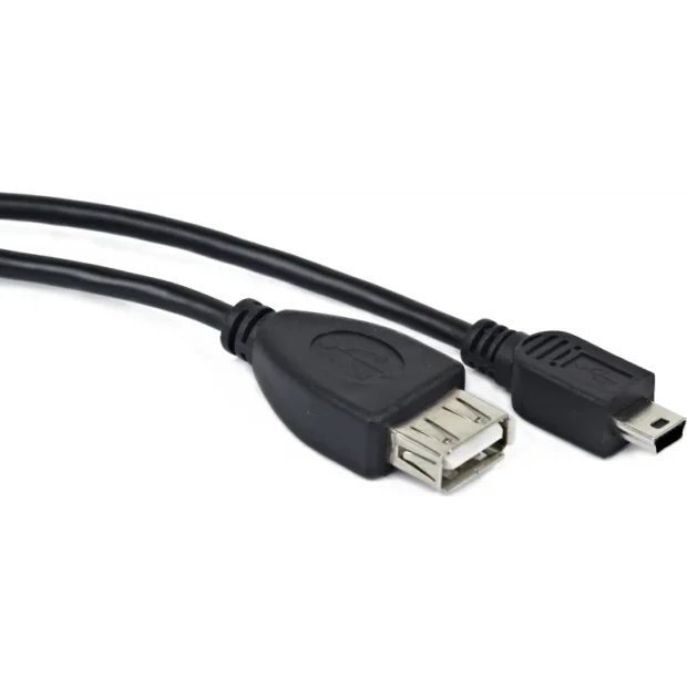 CABLU adaptor OTG GEMBIRD, pt. smartphone, Mini-USB 2.0 (T) la USB 2.0 (M), 15cm, asigura conectarea telef. la o tastatura, mouse, HUB, stick, etc., negru, &quot;A-OTG-AFBM-002&quot; (include TV 0.06 lei)