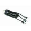 CABLU alimentare si date GEMBIRD, pt. smartphone, 3 + 1, USB 2.0 (T) la Lightning (T) + Micro-USB 2.0 (T) + USB 2.0 Type-C (T),  1m, cablu cu impletire din bumbac, incarcare simultana a 3 tipuri de telefoane, negru, "CC-USB2-AM31-1M"