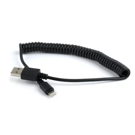 CABLU alimentare si date GEMBIRD, pt. smartphone, USB 2.0 (T) la Lightning (T), 1.5m, spiralat, negru, &quot;CC-LMAM-1.5M&quot; (include TV 0.06 lei)