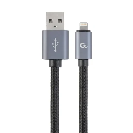 CABLU alimentare si date GEMBIRD, pt. smartphone, USB 2.0 (T) la Lightning (T), 1.8m, premium, conectori auriti, cablu cu impletire din bumbac, black, "CCB-mUSB2B-AMLM-6" (include TV 0.06 lei)
