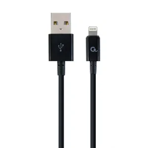 CABLU alimentare si date GEMBIRD, pt. smartphone, USB 2.0 (T) la Lightning (T), 1m, black, &quot;CC-USB2P-AMLM-1M&quot; (include TV 0.06 lei)