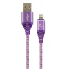 CABLU alimentare si date GEMBIRD, pt. smartphone, USB 2.0 (T) la Lightning (T), 1m, premium, cablu cu impletire din bumbac, mov cu insertii albe, &quot;CC-USB2B-AMLM-1M-PW&quot; (include TV 0.06 lei)