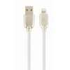 CABLU alimentare si date GEMBIRD, pt. smartphone, USB 2.0 (T) la Lightning (T), 1m, premium, cablu din cauciuc, alb, conectori argintii, &quot;CC-USB2R-AMLM-1M-W&quot; (include TV 0.06 lei)