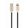 CABLU alimentare si date GEMBIRD, pt. smartphone, USB 2.0 (T) la Lightning (T), 1m, premium, cablu din cauciuc, negru, conectori argintii, "CC-USB2R-AMLM-1M" (include TV 0.06 lei)