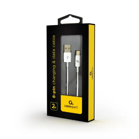 CABLU alimentare si date GEMBIRD, pt. smartphone, USB 2.0 (T) la Lightning (T), 2m, alb, &quot;CC-USB2P-AMLM-2M-W&quot; (include TV 0.06 lei)