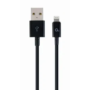 CABLU alimentare si date GEMBIRD, pt. smartphone, USB 2.0 (T) la Lightning (T), 2m, black, &quot;CC-USB2P-AMLM-2M&quot; (include TV 0.06 lei)