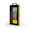 CABLU alimentare si date GEMBIRD, pt. smartphone, USB 2.0 (T) la Lightning (T), 2m, premium, cablu cu impletire din bumbac, gri-metalizat cu insertii albe, &quot;CC-USB2S-AMLM-2M-BG&quot; (include TV 0.06 lei)