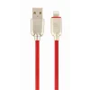 CABLU alimentare si date GEMBIRD, pt. smartphone, USB 2.0 (T) la Lightning (T), 2m, premium, cablu din cauciuc, rosu, conectori argintii, &quot;CC-USB2R-AMLM-2M-R&quot; (include TV 0.06 lei)