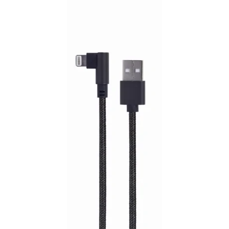 CABLU alimentare si date GEMBIRD, pt. smartphone, USB 2.0 (T) la Lightning (T) 90 grade, 0.2m, negru, &quot;CC-USB2-AMLML-0.2M&quot; (include TV 0.06 lei)
