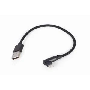 CABLU alimentare si date GEMBIRD, pt. smartphone, USB 2.0 (T) la Lightning (T) 90 grade, 0.2m, negru, &quot;CC-USB2-AMLML-0.2M&quot; (include TV 0.06 lei)