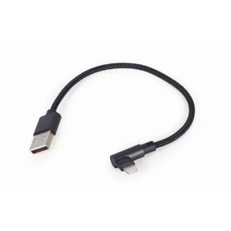 CABLU alimentare si date GEMBIRD, pt. smartphone, USB 2.0 (T) la Lightning (T) 90 grade, 0.2m, negru, &quot;CC-USB2-AMLML-0.2M&quot; (include TV 0.06 lei)