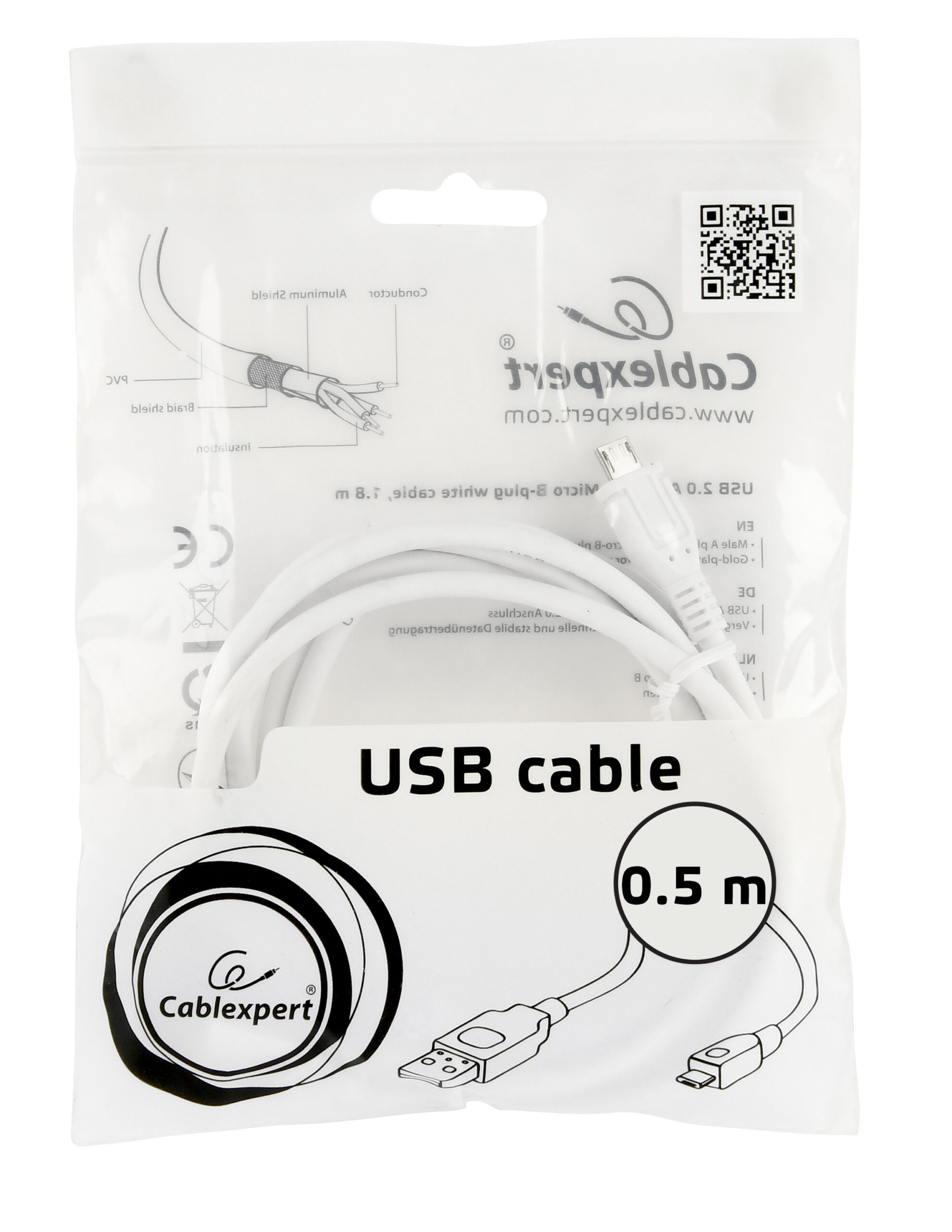 CABLU alimentare si date GEMBIRD, pt. smartphone, USB 2.0 (T) la Micro-USB 2.0 (T), 0.5m, alb, "CCP-mUSB2-AMBM-W-0.5M" (include TV 0.06 lei) thumb