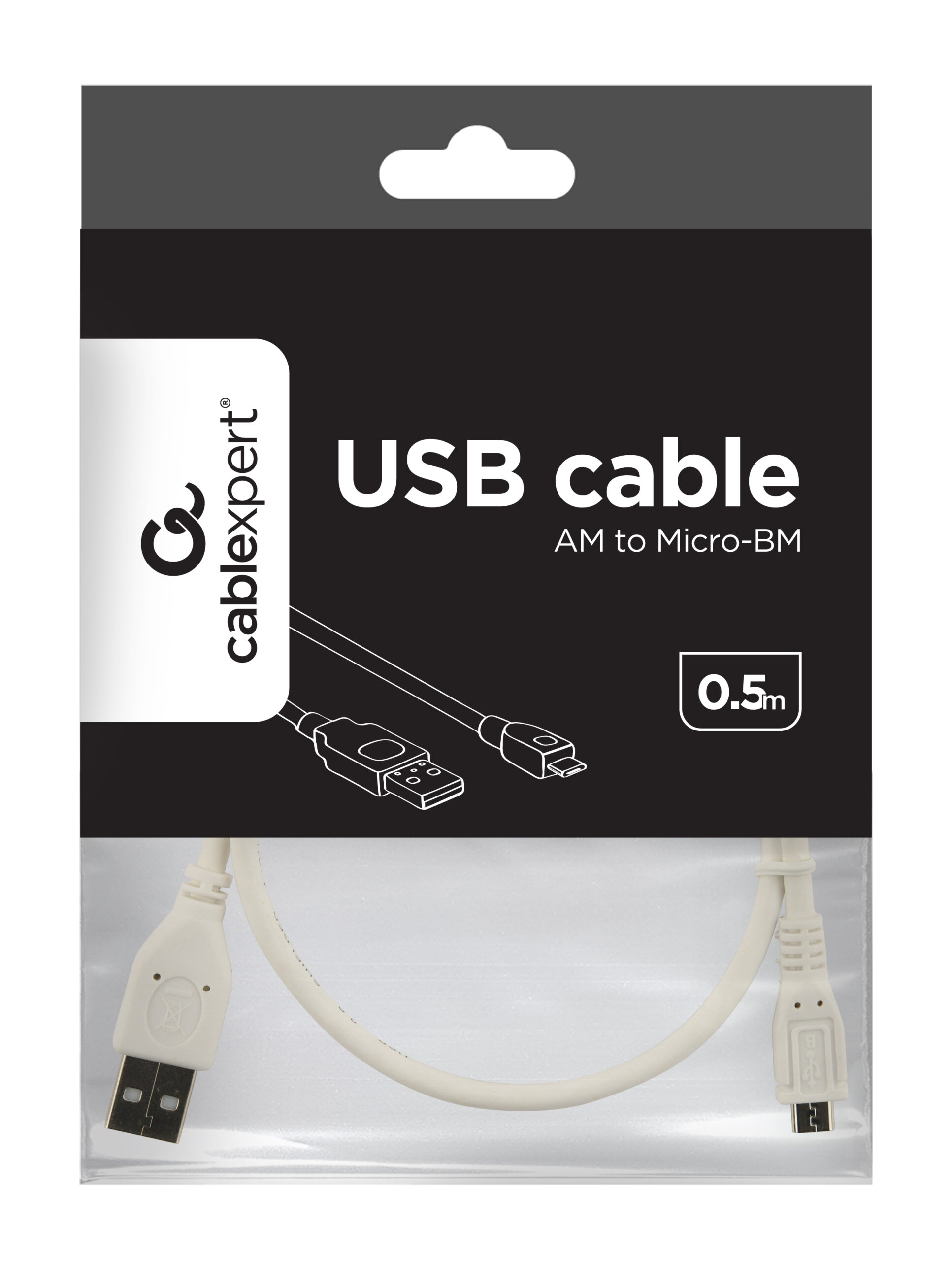 CABLU alimentare si date GEMBIRD, pt. smartphone, USB 2.0 (T) la Micro-USB 2.0 (T), 0.5m, alb, "CCP-mUSB2-AMBM-W-0.5M" (include TV 0.06 lei) thumb
