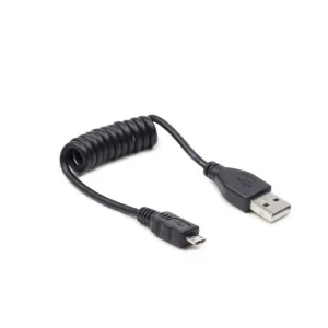 CABLU alimentare si date GEMBIRD, pt. smartphone, USB 2.0 (T) la Micro-USB 2.0 (T), 0.6m, spiralat, conectori auriti, negru, &quot;CC-mUSB2C-AMBM-0.6M&quot; (include TV 0.06 lei)
