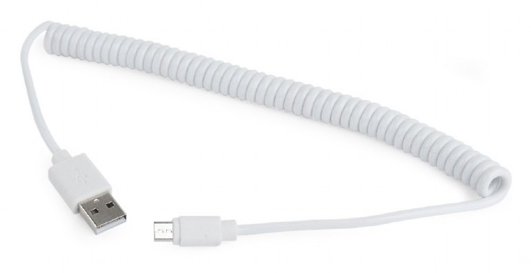CABLU alimentare si date GEMBIRD, pt. smartphone, USB 2.0 (T) la Micro-USB 2.0 (T), 1.8m, spiralat, conectori auriti, alb, "CC-mUSB2C-AMBM-6-W" (include TV 0.06 lei) thumb