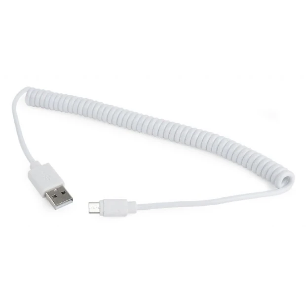CABLU alimentare si date GEMBIRD, pt. smartphone, USB 2.0 (T) la Micro-USB 2.0 (T), 1.8m, spiralat, conectori auriti, alb, &quot;CC-mUSB2C-AMBM-6-W&quot; (include TV 0.06 lei)