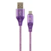 CABLU alimentare si date GEMBIRD, pt. smartphone, USB 2.0 (T) la Micro-USB 2.0 (T), 1m, premium, cablu cu impletire din bumbac, violet cu insertii albe, &quot;CC-USB2B-AMmBM-1M-PW&quot; (include TV 0.06 lei)
