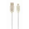 CABLU alimentare si date GEMBIRD, pt. smartphone, USB 2.0 (T) la Micro-USB 2.0 (T), 1m, premium, cablu din cauciuc, alb, conectori argintii, &quot;CC-USB2R-AMmBM-1M-W&quot; (include TV 0.06 lei)