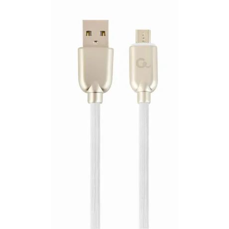 CABLU alimentare si date GEMBIRD, pt. smartphone, USB 2.0 (T) la Micro-USB 2.0 (T), 1m, premium, cablu din cauciuc, alb, conectori argintii, &quot;CC-USB2R-AMmBM-1M-W&quot; (include TV 0.06 lei)