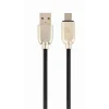 CABLU alimentare si date GEMBIRD, pt. smartphone, USB 2.0 (T) la Micro-USB 2.0 (T), 1m, premium, cablu din cauciuc, negru, conectori argintii, &quot;CC-USB2R-AMmBM-1M&quot; (include TV 0.06 lei)