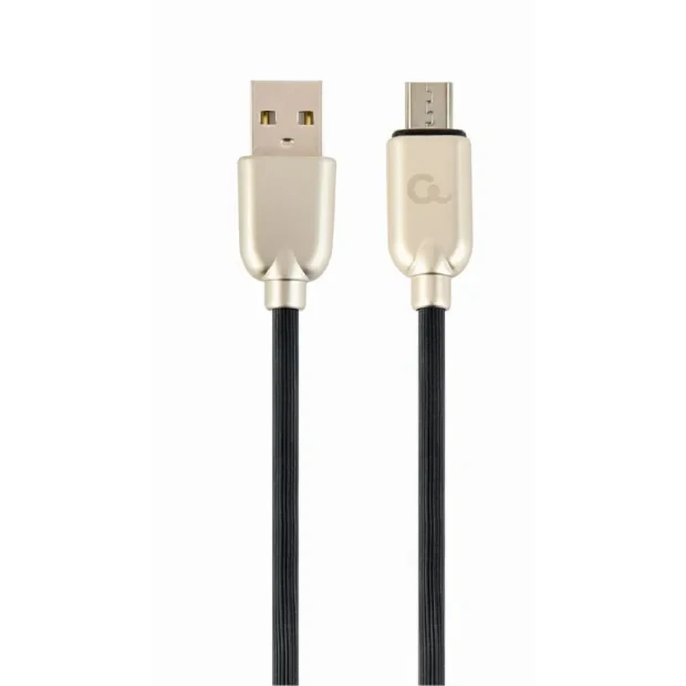 CABLU alimentare si date GEMBIRD, pt. smartphone, USB 2.0 (T) la Micro-USB 2.0 (T), 1m, premium, cablu din cauciuc, negru, conectori argintii, &quot;CC-USB2R-AMmBM-1M&quot; (include TV 0.06 lei)