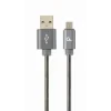 CABLU alimentare si date GEMBIRD, pt. smartphone, USB 2.0 (T) la Micro-USB 2.0 (T), 1m, premium, cablu metalic, gri-metalic, cu insertii albe, &quot;CC-USB2S-AMmBM-1M-BG&quot; (include TV 0.06 lei)