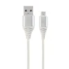 CABLU alimentare si date GEMBIRD, pt. smartphone, USB 2.0 (T) la Micro-USB 2.0 (T), 2m, premium, cablu cu impletire din bumbac, alb cu conectori argintii, "CC-USB2B-AMmBM-2M-BW2" (include TV 0.06 lei)