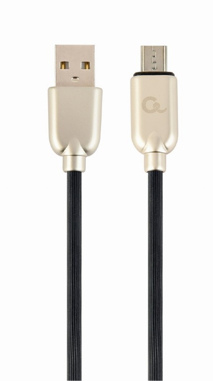 CABLU alimentare si date GEMBIRD, pt. smartphone, USB 2.0 (T) la Micro-USB 2.0 (T), 2m, premium, cablu din cauciuc, negru, conectori argintii, "CC-USB2R-AMmBM-2M" (include TV 0.06 lei) thumb