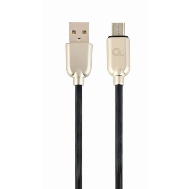 CABLU alimentare si date GEMBIRD, pt. smartphone, USB 2.0 (T) la Micro-USB 2.0 (T), 2m, premium, cablu din cauciuc, negru, conectori argintii, &quot;CC-USB2R-AMmBM-2M&quot; (include TV 0.06 lei)