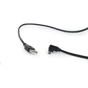 CABLU alimentare si date GEMBIRD, pt. smartphone, USB 2.0 (T) la Micro-USB 2.0 (T) (conector la 90 grade si dubla fata), 1.8m, premium, conectori auriti, negru, &quot;CCB-USB2-AMmDM90-6&quot; (include TV 0.06 lei)