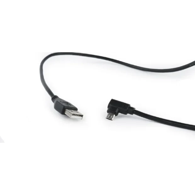 CABLU alimentare si date GEMBIRD, pt. smartphone, USB 2.0 (T) la Micro-USB 2.0 (T) (conector la 90 grade si dubla fata), 1.8m, premium, conectori auriti, negru, &quot;CCB-USB2-AMmDM90-6&quot; (include TV 0.06 lei)