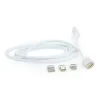 CABLU alimentare si date GEMBIRD, pt. smartphone, USB 2.0 (T) la Micro-USB 2.0 (T) + Lightning (T) + USB 2.0 Type-C (T) (3 conectori magnetici), 1m, alb, &quot;CC-USB2-AMLM31-1M&quot; (include TV 0.06 lei)