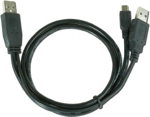 CABLU alimentare si date GEMBIRD, pt. smartphone, USB 2.0 (T) la Mini-USB 2.0 (T), 0.9m, conectori auriti, extra power socket USB 2.0 (T), negru, "CCP-USB22-AM5P-3" (include TV 0.06 lei) thumb