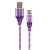 CABLU alimentare si date GEMBIRD, pt. smartphone, USB 2.0 (T) la USB 2.0 Type-C (T), 1m, premium, cablu cu impletire din bumbac, mov cu insertii albe, &quot;CC-USB2B-AMCM-1M-PW&quot; (include TV 0.06 lei)