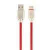 CABLU alimentare si date GEMBIRD, pt. smartphone, USB 2.0 (T) la USB 2.0 Type-C (T), 1m, premium, cablu din cauciuc, rosu, conectori argintii, &quot;CC-USB2R-AMCM-1M-R&quot; (include TV 0.06 lei)