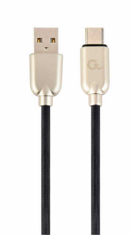CABLU alimentare si date GEMBIRD, pt. smartphone, USB 2.0 (T) la USB 2.0 Type-C (T), 2m, premium, cablu din cauciuc, negru, conectori argintii, "CC-USB2R-AMCM-2M" (include TV 0.06 lei) thumb