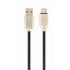 CABLU alimentare si date GEMBIRD, pt. smartphone, USB 2.0 (T) la USB 2.0 Type-C (T), 2m, premium, cablu din cauciuc, negru, conectori argintii, &quot;CC-USB2R-AMCM-2M&quot; (include TV 0.06 lei)