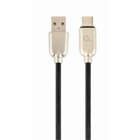 CABLU alimentare si date GEMBIRD, pt. smartphone, USB 2.0 (T) la USB 2.0 Type-C (T), 2m, premium, cablu din cauciuc, negru, conectori argintii, &quot;CC-USB2R-AMCM-2M&quot; (include TV 0.06 lei)