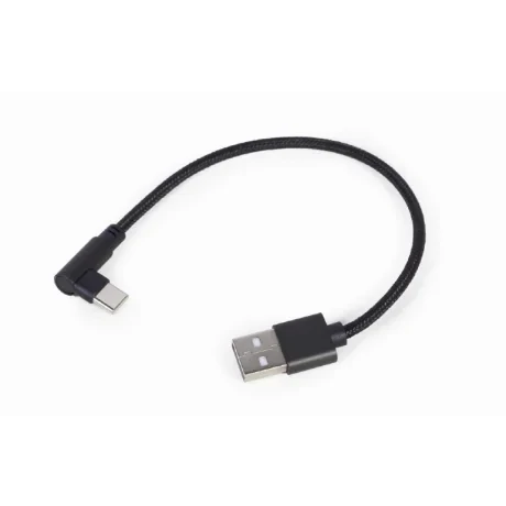 CABLU alimentare si date GEMBIRD, pt. smartphone, USB 2.0 (T) la USB 2.0 Type-C (T) 90 grade, 0.2m, negru, &quot;CC-USB2-AMCML-0.2M&quot; (include TV 0.06 lei)