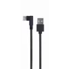 CABLU alimentare si date GEMBIRD, pt. smartphone, USB 2.0 (T) la USB 2.0 Type-C (T) 90 grade, 0.2m, negru, &quot;CC-USB2-AMCML-0.2M&quot; (include TV 0.06 lei)