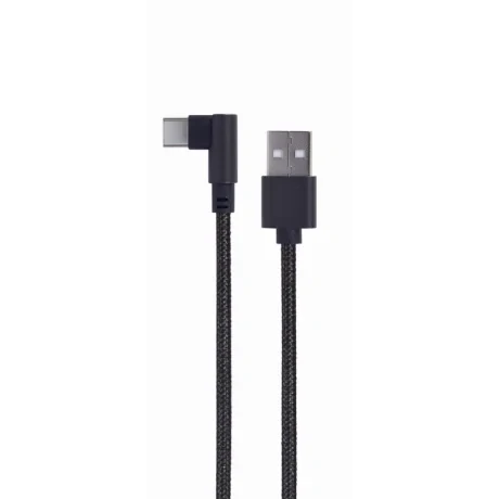 CABLU alimentare si date GEMBIRD, pt. smartphone, USB 2.0 (T) la USB 2.0 Type-C (T) 90 grade, 0.2m, negru, &quot;CC-USB2-AMCML-0.2M&quot; (include TV 0.06 lei)