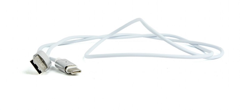 CABLU alimentare si date GEMBIRD, pt. smartphone, USB 2.0 (T) la USB 2.0 Type-C (T) (conector magnetic), 1m, alb, "CC-USB2-AMUCMM-1M" (include TV 0.06 lei) thumb