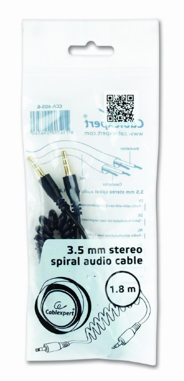 CABLU audio GEMBIRD, Jack 3.5mm (T) la Jack 3.5mm (T), conectori auriti da, 1.8 m, negru, "CCA-405-6" (include TV 0.06 lei) thumb