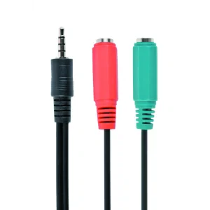 CABLU audio GEMBIRD Splitter stereo (1 x 3.5 mm jack T la 2 x 3.5 mm jack M), 20cm, negru, mufe rosu-verde, &quot;CCA-417&quot; (include TV 0.06 lei)