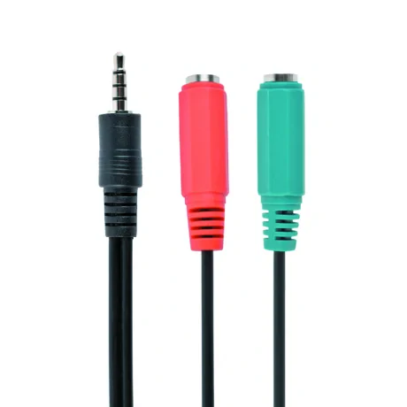 CABLU audio GEMBIRD Splitter stereo (1 x 3.5 mm jack T la 2 x 3.5 mm jack M), 20cm, negru, mufe rosu-verde, &quot;CCA-417&quot; (include TV 0.06 lei)