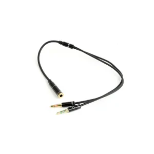 CABLU audio GEMBIRD Splitter stereo (2 x 3.5 mm jack T la 1 x 3.5 mm jack M), 20cm, metal, negru &quot;CCA-418M&quot; (include TV 0.18lei)