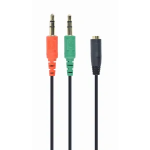 CABLU audio GEMBIRD Splitter stereo (2 x 3.5 mm jack T la 1 x 3.5 mm jack M), 20cm, negru &quot;CCA-418&quot; (include TV 0.06 lei)